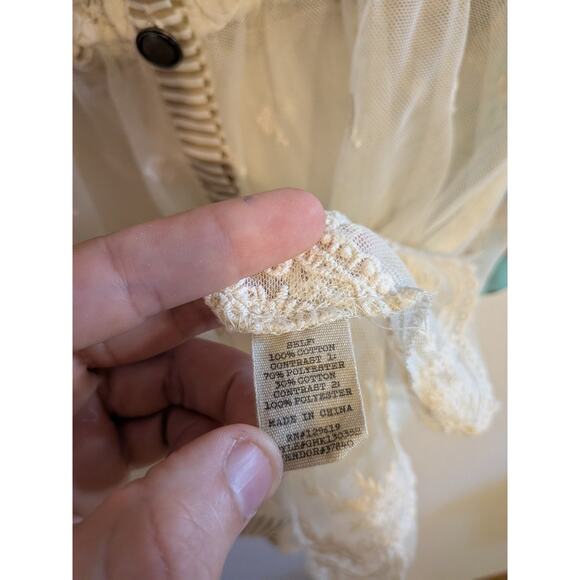 gimmicks by bke lace patchwork button up cardigan size S quarter sleeve - Picture 4 of 7